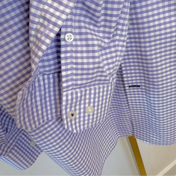 Banana Republic Men's L Camden Fit Purple Check Long Sleeve Button-Up Shirt - Picture 6 of 14
